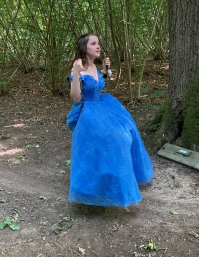 Girl in blue prom dress